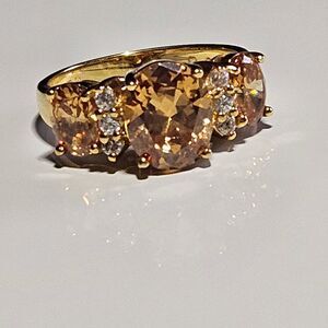 Vintage Ross Simons 18K Gold Vermeil Sterling Silver Topaz CZ Ring Size 8
